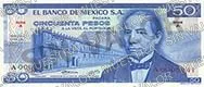 50 pesos, familia AA, anverso