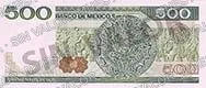 500 pesos, familia AA, reverso