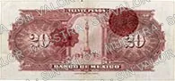 20 pesos, primera emisión ABNC, familia AA, reverso