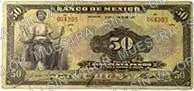 50 pesos, primera emisión ABNC, familia AA, anverso