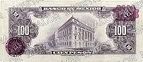 100 pesos, segunda emisión ABNC, familia AA, reverso