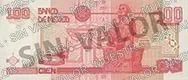 100 pesos, familia D, reverso