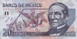 20 pesos, familia D, anverso