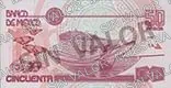 50 pesos, familia D, reverso