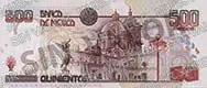 500 pesos, familia D, reverso
