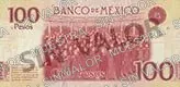 100 pesos, familia F, conmemorativo del centenario de la Constitución de 1917, reverso
