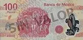 100 pesos, familia F, conmemorativo del centenario del inicio de la Revolución Mexicana, reverso