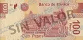 100 pesos, familia F, reverso