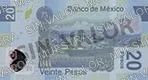 20 pesos, familia F, reverso