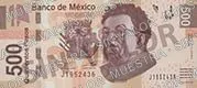 500 pesos, familia F, anverso