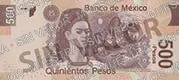 500 pesos, familia F, reverso