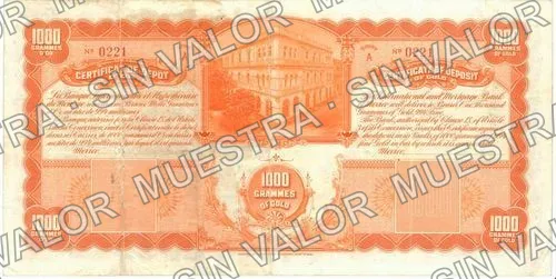1,000 grams Banco Internacional é Hipotecario de México remainder (M232), M232r 1,000 grams Banco Internacional é Hipotecario de México remainder, reverso