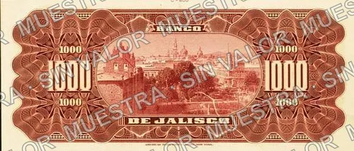 1,000 pesos, Banco de Jalisco (M393), reverso