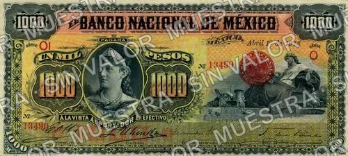 1,000 pesos, Banco de México (M305), anverso