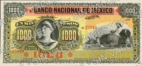 1,000 pesos, Banco de México (M305), M305r $1,000 'BILLETE SIN VALOR', anverso