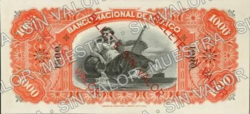 1,000 pesos, Banco de México (M305), M305r $1,000 'BILLETE SIN VALOR', reverso