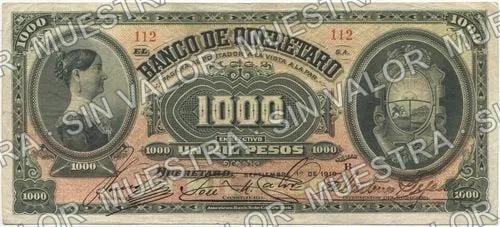1,000 pesos, Banco de Querétaro (M479), M479a $1,000 Banco de Querétaro, anverso