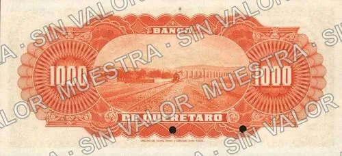 1,000 pesos, Banco de Querétaro (M479), reverso