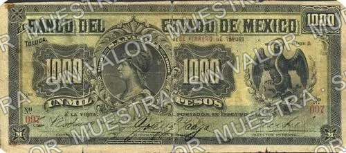 1,000 pesos, Banco del Estado de México (M402), anverso