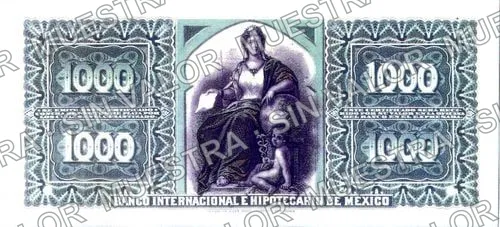 1,000 pesos, Banco Internacional é Hipotecario de México (M231), reverso