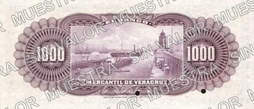 1,000 pesos, Banco Mercantil de Veracruz (M535), reverso