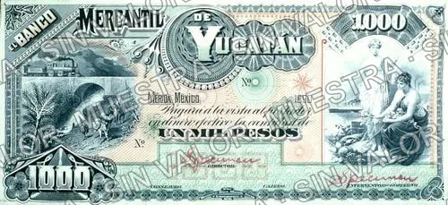 1,000 pesos, Banco Mercantil de Yucatán (M546), anverso