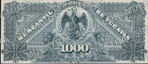 1,000 pesos, Banco Mercantil de Yucatán (M546), reverso