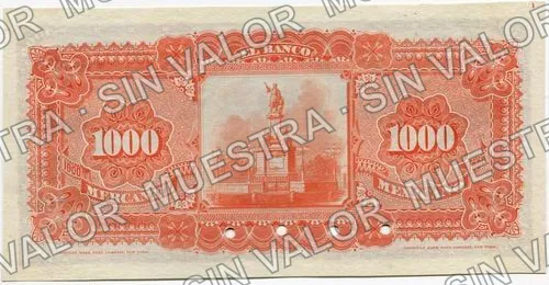 1,000 pesos, Banco Mercantil Mexicano (M289), reverso