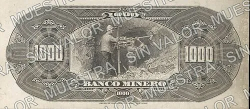 1,000 pesos, Banco Minero model (M139), M139c $1,000 Banco Minero model, reverso