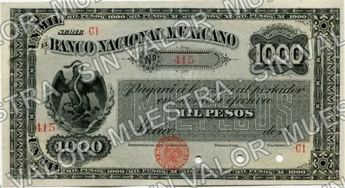 1,000 pesos, Banco Nacional Mexicano (M315), anverso