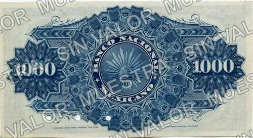 1,000 pesos, Banco Nacional Mexicano (M315), reverso