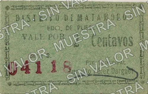 .1 1c Distrito de Matamoros (M3562), anverso (M3562.2 10c Distrito de Matamoros)