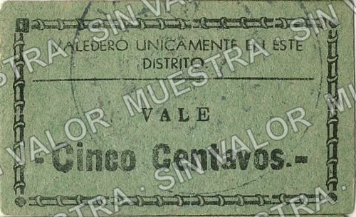 .1 1c Distrito de Matamoros (M3562), reverso (M3562.3 5c Distrito de Matamoros)