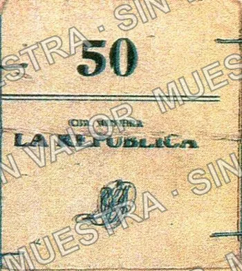 .1 5c Compañía Minera La República (M651), M651.1 5c Compañía Minera La República, anverso