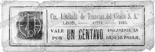 1 centavos, Cía. Limitada de Tranvías (M1784), M1784 1c Cía. Limitada de Tranvías, anverso
