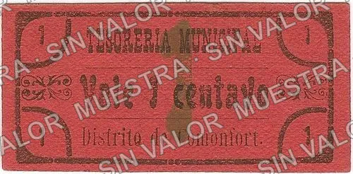 1 centavos, Comonfort (M1630), anverso