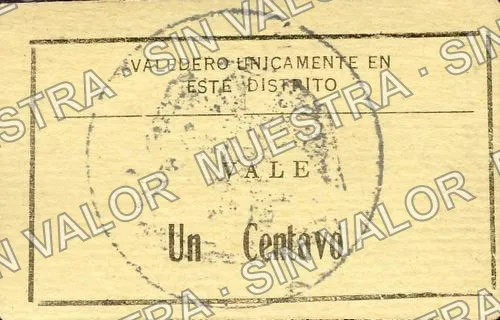 1 centavos, Distrito de Matamoros (M3556), reverso