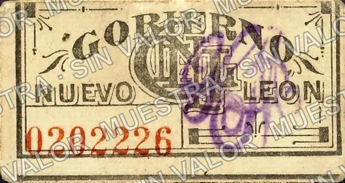 1 centavos, Gobierno Nuevo León (M3339), M3339a 1c Gobierno Nuevo León, reverso