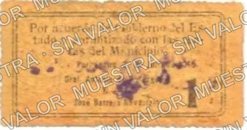 1 centavos, Tesorería Municipal (M2927), M2927 1c Tesorería Municipal, reverso
