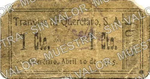 1 centavos, Tranvias de Querétaro (M3646), anverso