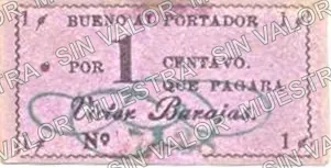 1 centavos, Victor Barajas 1c (M3066), M3066a Victor Barajas 1c, anverso
