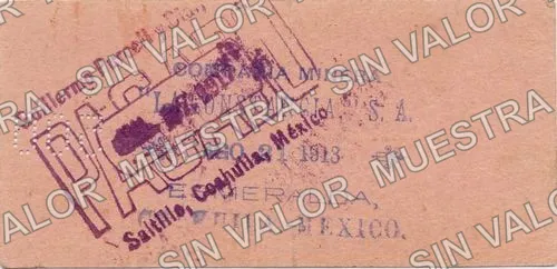 1 peso, .1 Cía. Minera La Constancia (M1117), reverso