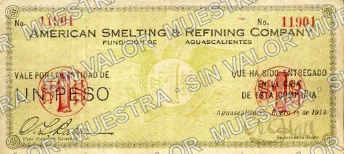 1 peso, ASARCO (M805), anverso