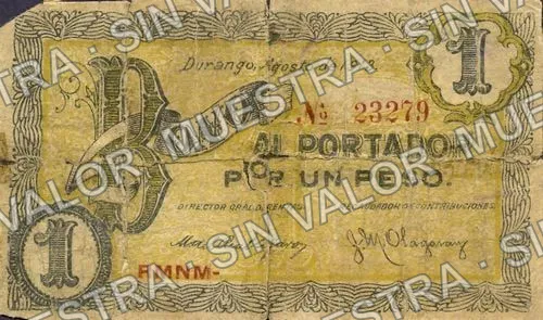 1 peso, Asociación Durangueña (M1475), anverso