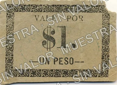1 peso, Ayuntamiento de 1915, Iguala (M1950), M1950a $1 Ayuntamiento de 1915, Iguala, anverso