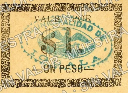 1 peso, Ayuntamiento de 1915, Iguala (M1950), M1950a $1 Ayuntamiento de 1915, Iguala, anverso