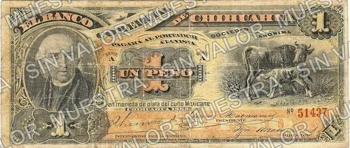 1 peso, Banco Comercial de Chihuahua (M82), M82a $1 Banco Comercial de Chihuahua, anverso