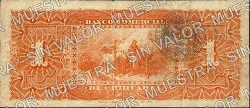 1 peso, Banco Comercial de Chihuahua (M82), M82a $1 Banco Comercial de Chihuahua, reverso