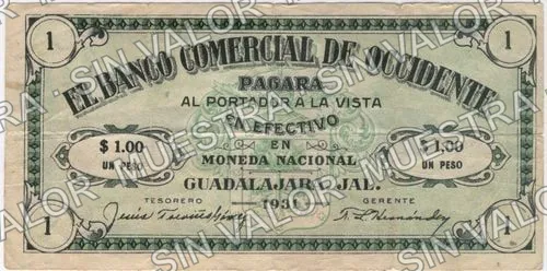 1 peso, Banco Comercial de Occidente (M4307), anverso