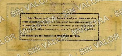 1 peso, Banco de Coahuila (M1028), reverso